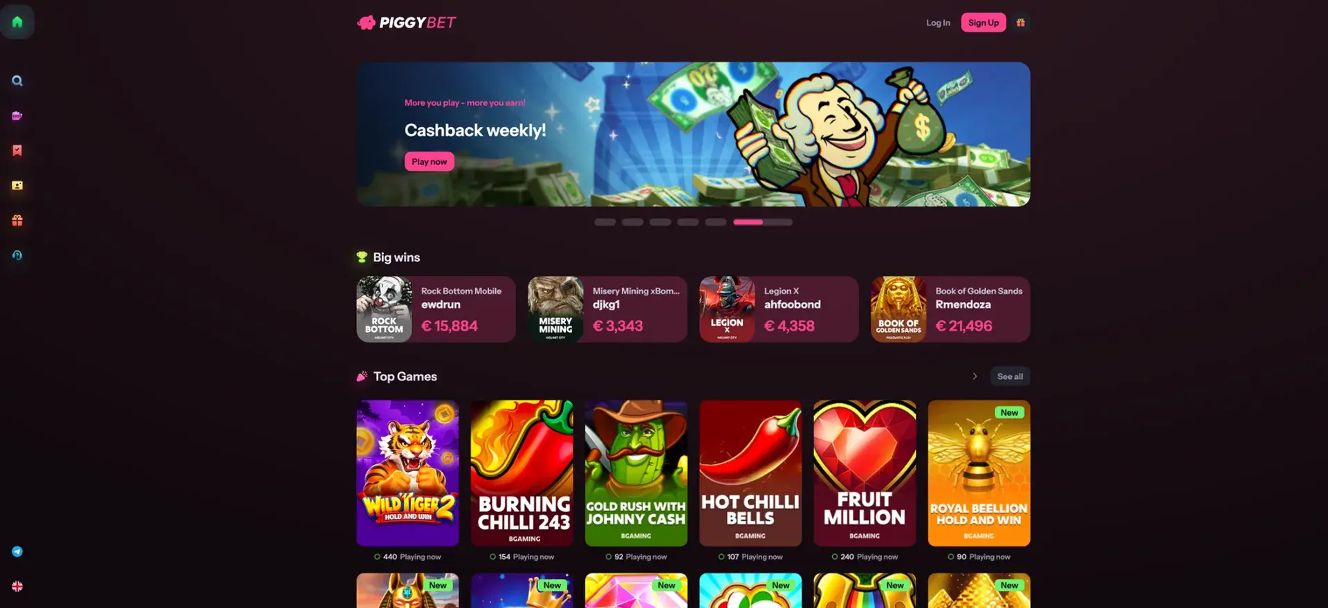 Other PiggyBet promotions – PiggyBet casino screenshot