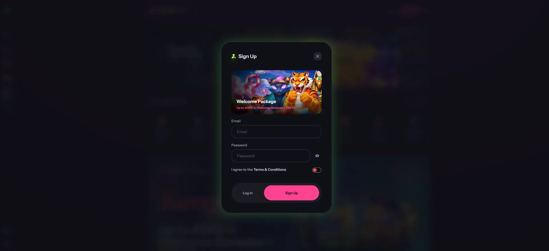 Registration and account access – PiggyBet casino screenshot