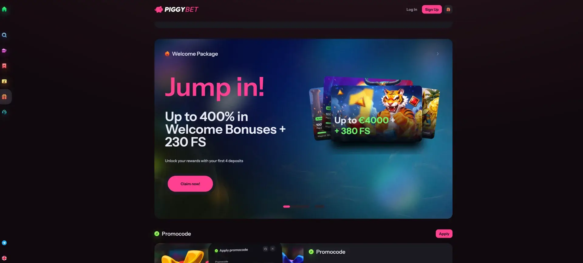 PiggyBet welcome bonus in AUD – PiggyBet casino screenshot